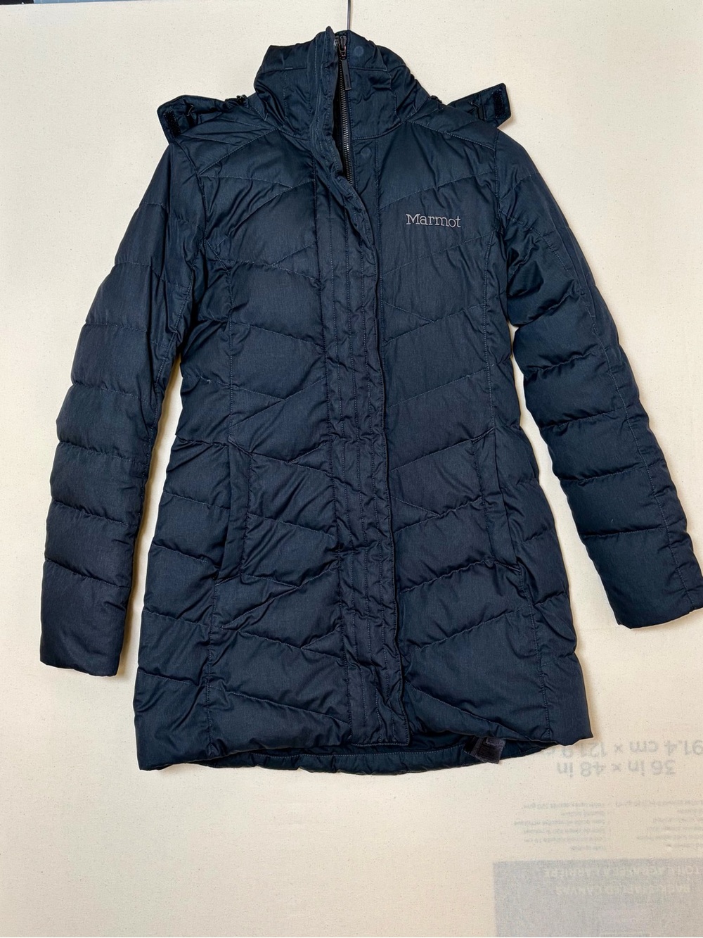 Marmot Women's Navy Quilted Long Puffer Coat with Hood
